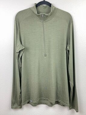 REI Men's Large 100% Merino Wool Half Zip Long Sleeve Top Pull Over Turtleneck